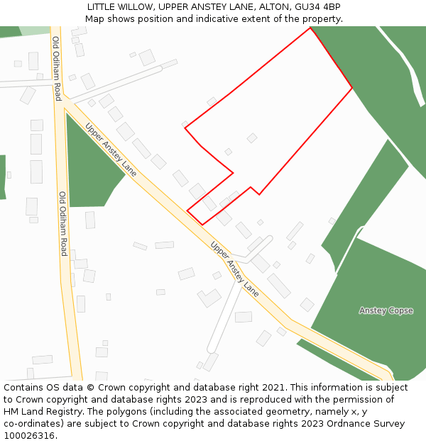 LITTLE WILLOW, UPPER ANSTEY LANE, ALTON, GU34 4BP: Location map and indicative extent of plot