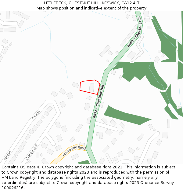 LITTLEBECK, CHESTNUT HILL, KESWICK, CA12 4LT: Location map and indicative extent of plot