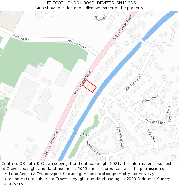 LITTLECOT, LONDON ROAD, DEVIZES, SN10 2DS: Location map and indicative extent of plot
