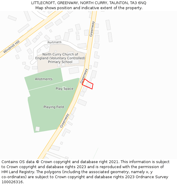 LITTLECROFT, GREENWAY, NORTH CURRY, TAUNTON, TA3 6NQ: Location map and indicative extent of plot