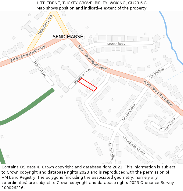 LITTLEDENE, TUCKEY GROVE, RIPLEY, WOKING, GU23 6JG: Location map and indicative extent of plot