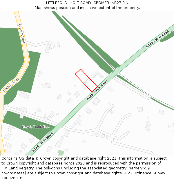 LITTLEFOLD, HOLT ROAD, CROMER, NR27 9JN: Location map and indicative extent of plot