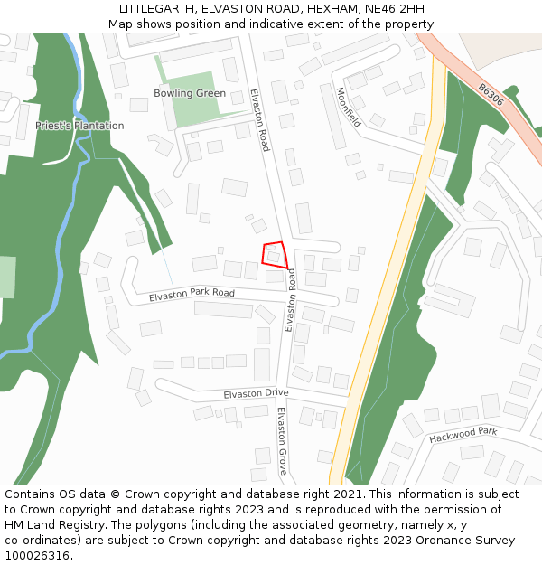 LITTLEGARTH, ELVASTON ROAD, HEXHAM, NE46 2HH: Location map and indicative extent of plot