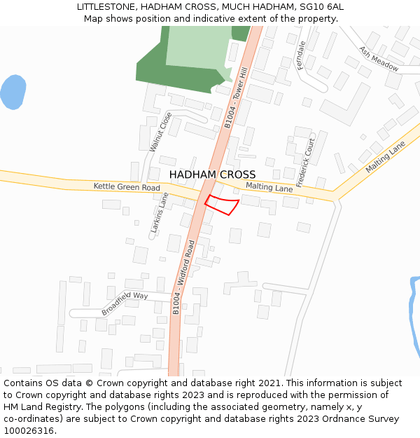 LITTLESTONE, HADHAM CROSS, MUCH HADHAM, SG10 6AL: Location map and indicative extent of plot