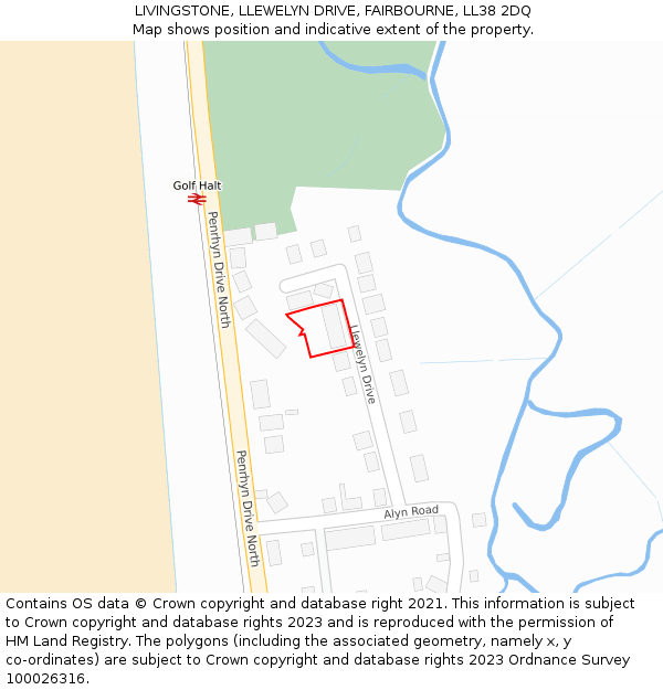 LIVINGSTONE, LLEWELYN DRIVE, FAIRBOURNE, LL38 2DQ: Location map and indicative extent of plot