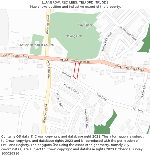 LLANBROW, RED LEES, TELFORD, TF1 5DE: Location map and indicative extent of plot