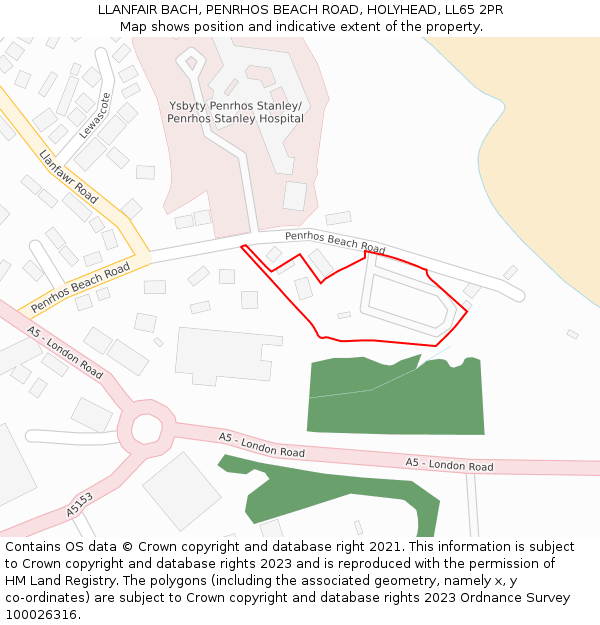 LLANFAIR BACH, PENRHOS BEACH ROAD, HOLYHEAD, LL65 2PR: Location map and indicative extent of plot