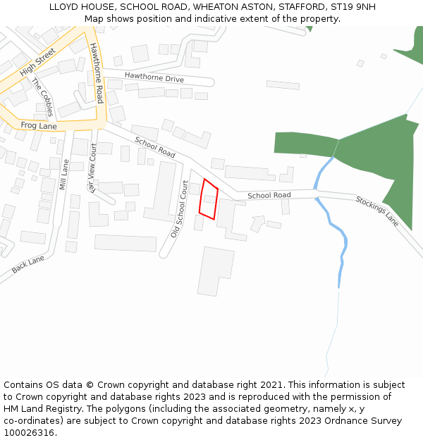 LLOYD HOUSE, SCHOOL ROAD, WHEATON ASTON, STAFFORD, ST19 9NH: Location map and indicative extent of plot