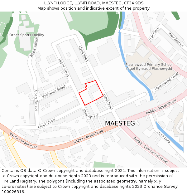 LLYNFI LODGE, LLYNFI ROAD, MAESTEG, CF34 9DS: Location map and indicative extent of plot