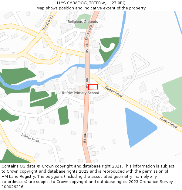 LLYS CARADOG, TREFRIW, LL27 0RQ: Location map and indicative extent of plot