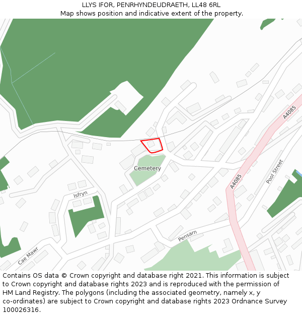 LLYS IFOR, PENRHYNDEUDRAETH, LL48 6RL: Location map and indicative extent of plot