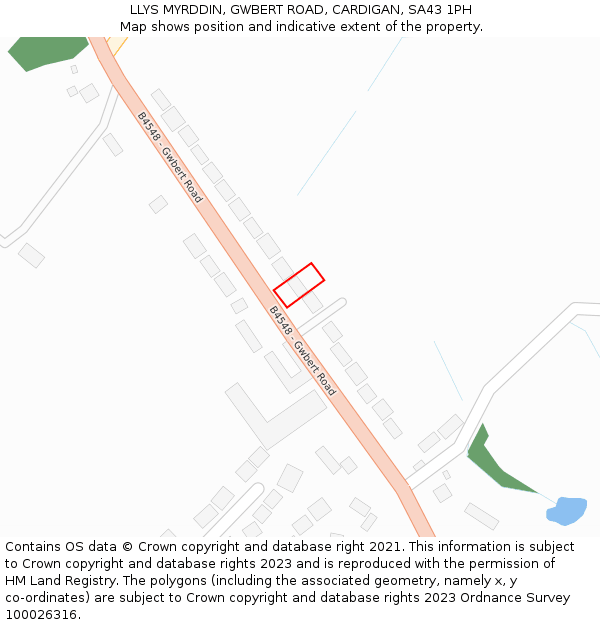 LLYS MYRDDIN, GWBERT ROAD, CARDIGAN, SA43 1PH: Location map and indicative extent of plot