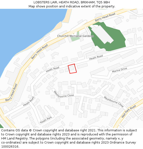 LOBSTERS LAIR, HEATH ROAD, BRIXHAM, TQ5 9BH: Location map and indicative extent of plot