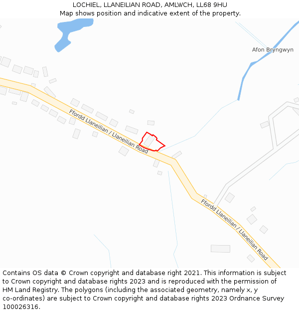 LOCHIEL, LLANEILIAN ROAD, AMLWCH, LL68 9HU: Location map and indicative extent of plot