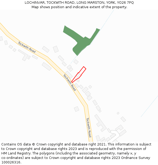 LOCHINVAR, TOCKWITH ROAD, LONG MARSTON, YORK, YO26 7PQ: Location map and indicative extent of plot