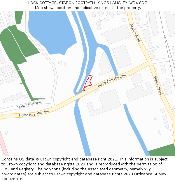 LOCK COTTAGE, STATION FOOTPATH, KINGS LANGLEY, WD4 8DZ: Location map and indicative extent of plot