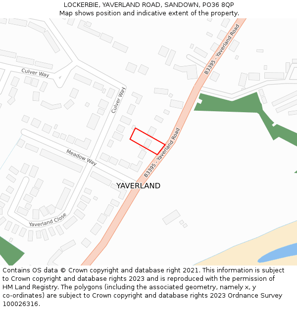 LOCKERBIE, YAVERLAND ROAD, SANDOWN, PO36 8QP: Location map and indicative extent of plot