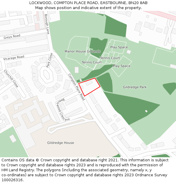 LOCKWOOD, COMPTON PLACE ROAD, EASTBOURNE, BN20 8AB: Location map and indicative extent of plot