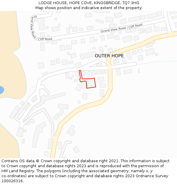 LODGE HOUSE, HOPE COVE, KINGSBRIDGE, TQ7 3HG: Location map and indicative extent of plot