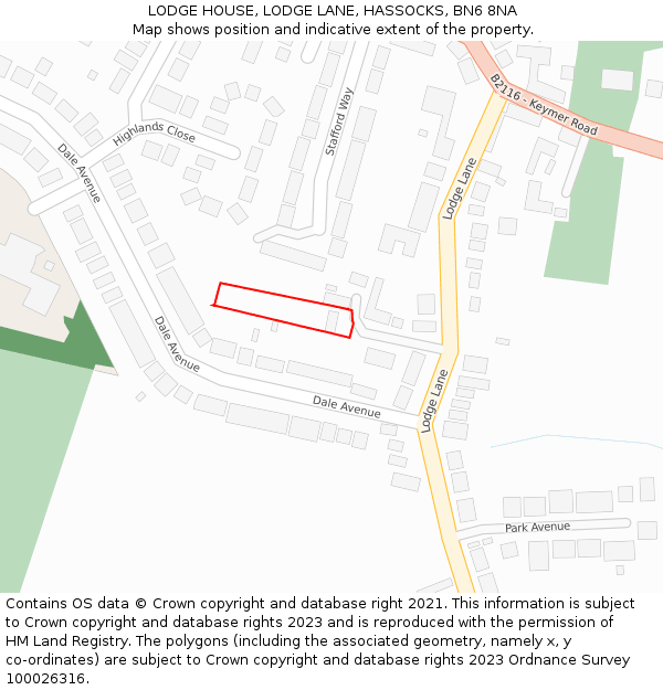 LODGE HOUSE, LODGE LANE, HASSOCKS, BN6 8NA: Location map and indicative extent of plot