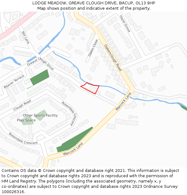 LODGE MEADOW, GREAVE CLOUGH DRIVE, BACUP, OL13 9HP: Location map and indicative extent of plot