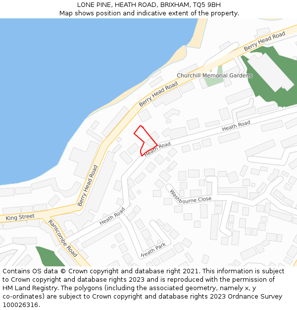 LONE PINE, HEATH ROAD, BRIXHAM, TQ5 9BH: Location map and indicative extent of plot