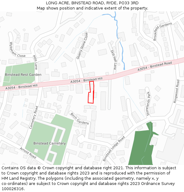 LONG ACRE, BINSTEAD ROAD, RYDE, PO33 3RD: Location map and indicative extent of plot