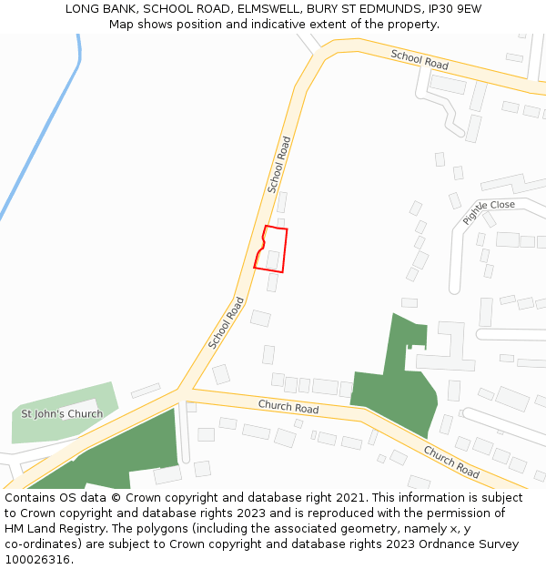LONG BANK, SCHOOL ROAD, ELMSWELL, BURY ST EDMUNDS, IP30 9EW: Location map and indicative extent of plot