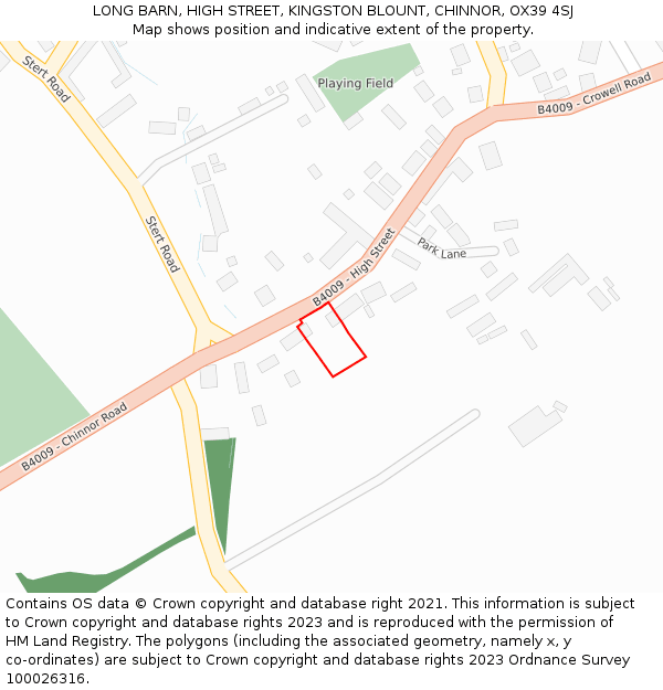 LONG BARN, HIGH STREET, KINGSTON BLOUNT, CHINNOR, OX39 4SJ: Location map and indicative extent of plot