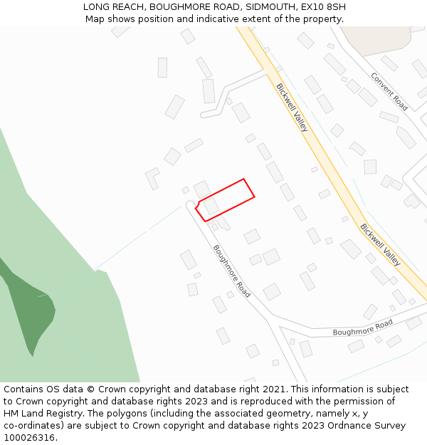 LONG REACH, BOUGHMORE ROAD, SIDMOUTH, EX10 8SH: Location map and indicative extent of plot