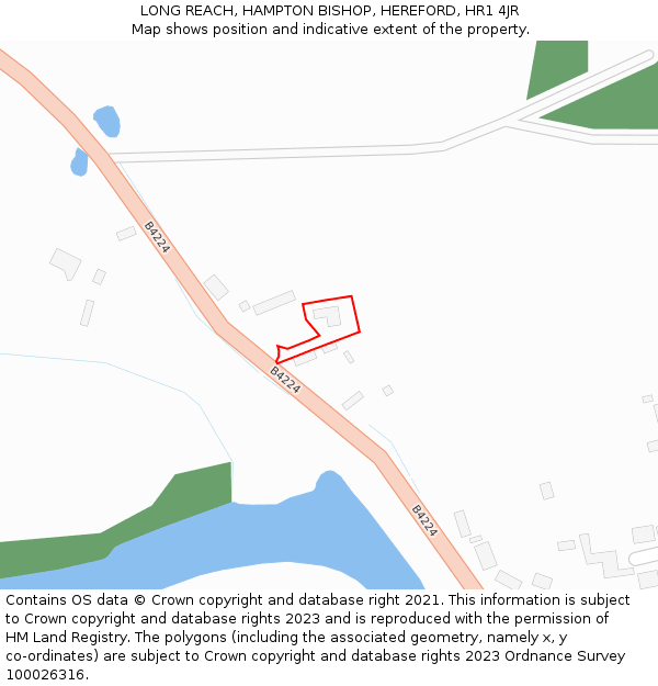 LONG REACH, HAMPTON BISHOP, HEREFORD, HR1 4JR: Location map and indicative extent of plot
