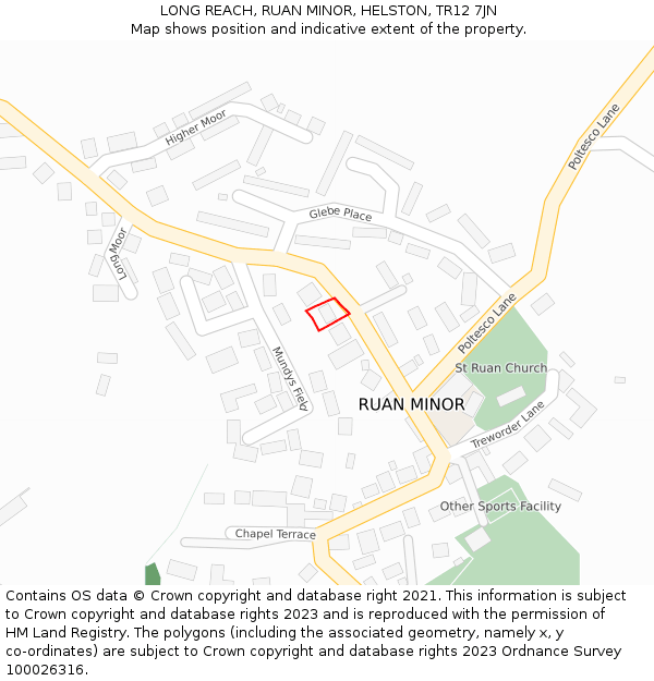 LONG REACH, RUAN MINOR, HELSTON, TR12 7JN: Location map and indicative extent of plot