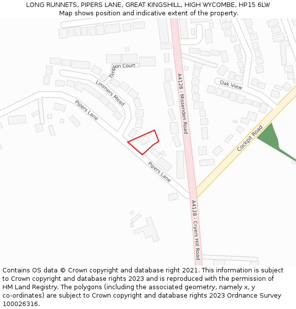 LONG RUNNETS, PIPERS LANE, GREAT KINGSHILL, HIGH WYCOMBE, HP15 6LW: Location map and indicative extent of plot