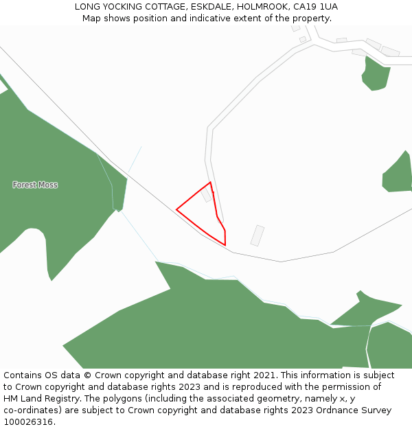 LONG YOCKING COTTAGE, ESKDALE, HOLMROOK, CA19 1UA: Location map and indicative extent of plot