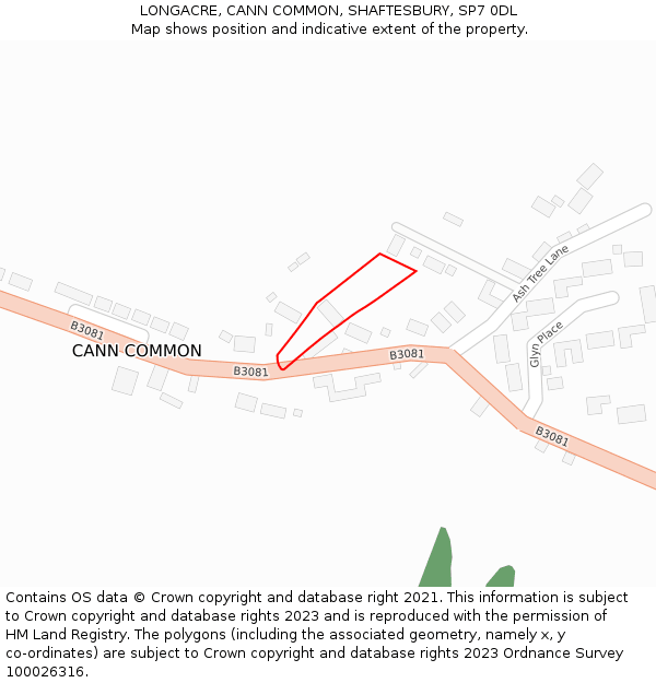 LONGACRE, CANN COMMON, SHAFTESBURY, SP7 0DL: Location map and indicative extent of plot