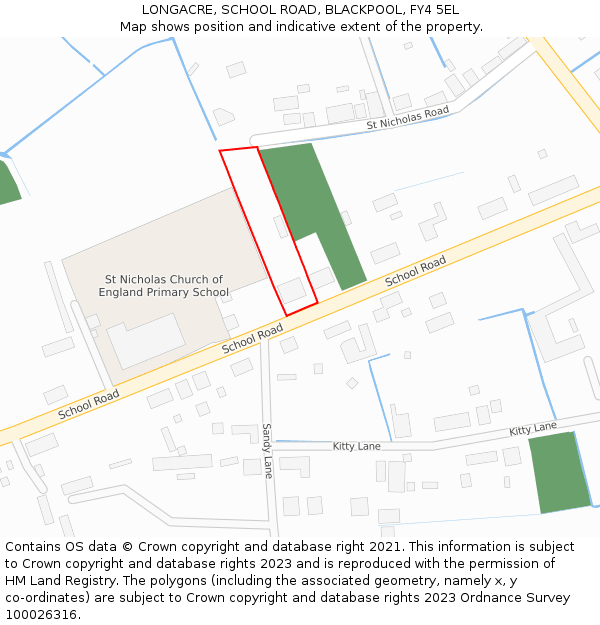 LONGACRE, SCHOOL ROAD, BLACKPOOL, FY4 5EL: Location map and indicative extent of plot