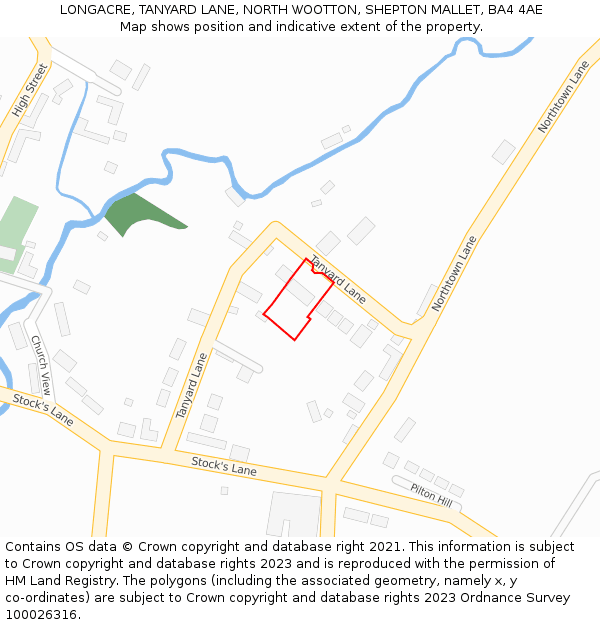LONGACRE, TANYARD LANE, NORTH WOOTTON, SHEPTON MALLET, BA4 4AE: Location map and indicative extent of plot