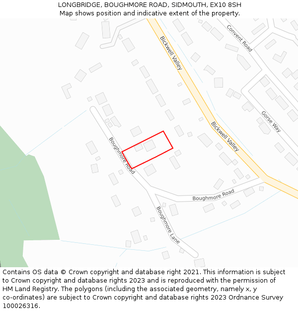 LONGBRIDGE, BOUGHMORE ROAD, SIDMOUTH, EX10 8SH: Location map and indicative extent of plot