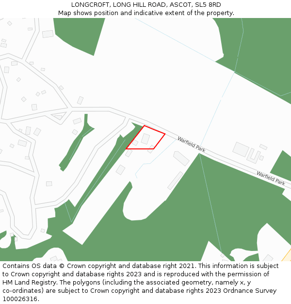 LONGCROFT, LONG HILL ROAD, ASCOT, SL5 8RD: Location map and indicative extent of plot