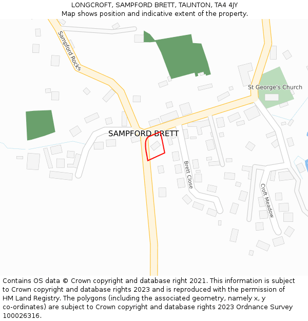 LONGCROFT, SAMPFORD BRETT, TAUNTON, TA4 4JY: Location map and indicative extent of plot