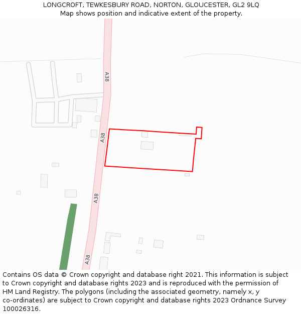 LONGCROFT, TEWKESBURY ROAD, NORTON, GLOUCESTER, GL2 9LQ: Location map and indicative extent of plot