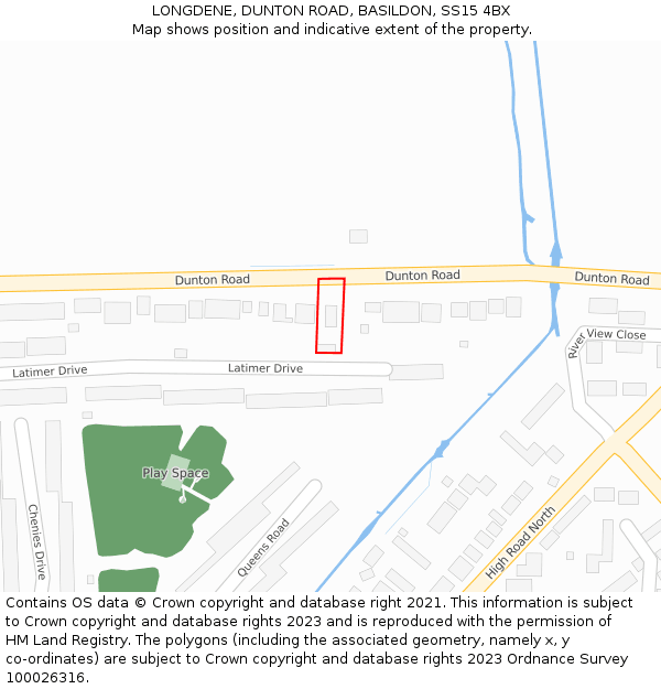 LONGDENE, DUNTON ROAD, BASILDON, SS15 4BX: Location map and indicative extent of plot