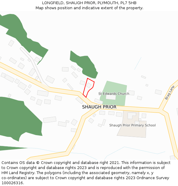 LONGFIELD, SHAUGH PRIOR, PLYMOUTH, PL7 5HB: Location map and indicative extent of plot