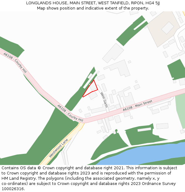 LONGLANDS HOUSE, MAIN STREET, WEST TANFIELD, RIPON, HG4 5JJ: Location map and indicative extent of plot