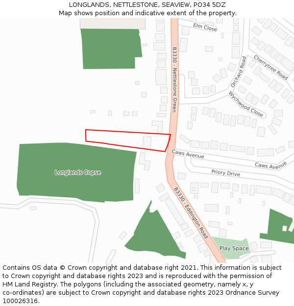 LONGLANDS, NETTLESTONE, SEAVIEW, PO34 5DZ: Location map and indicative extent of plot