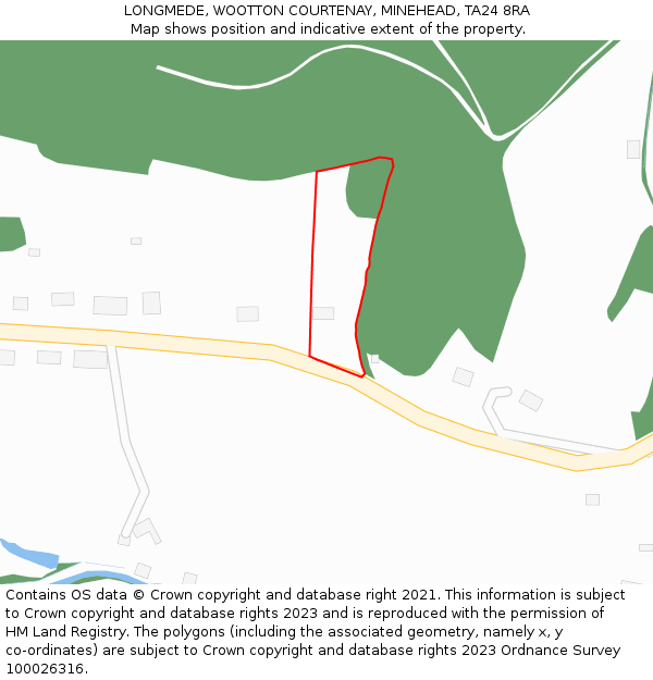 LONGMEDE, WOOTTON COURTENAY, MINEHEAD, TA24 8RA: Location map and indicative extent of plot