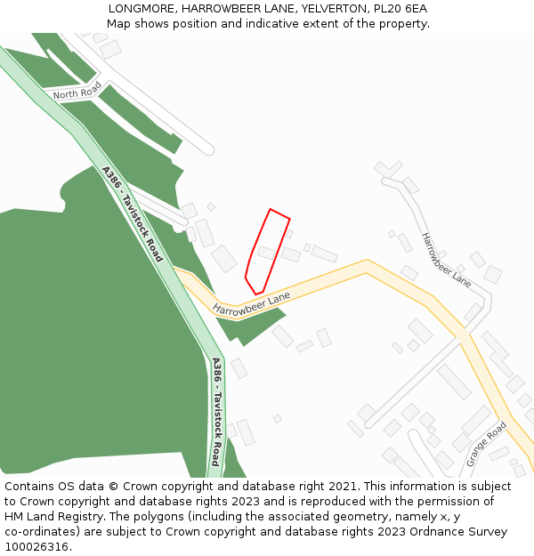 LONGMORE, HARROWBEER LANE, YELVERTON, PL20 6EA: Location map and indicative extent of plot