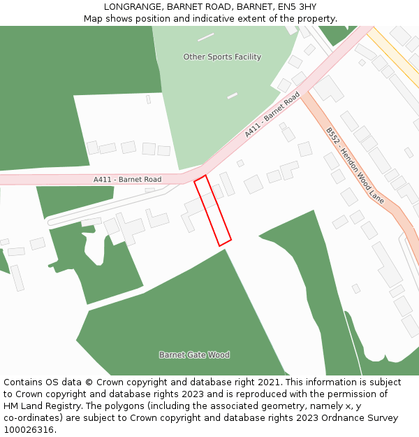 LONGRANGE, BARNET ROAD, BARNET, EN5 3HY: Location map and indicative extent of plot