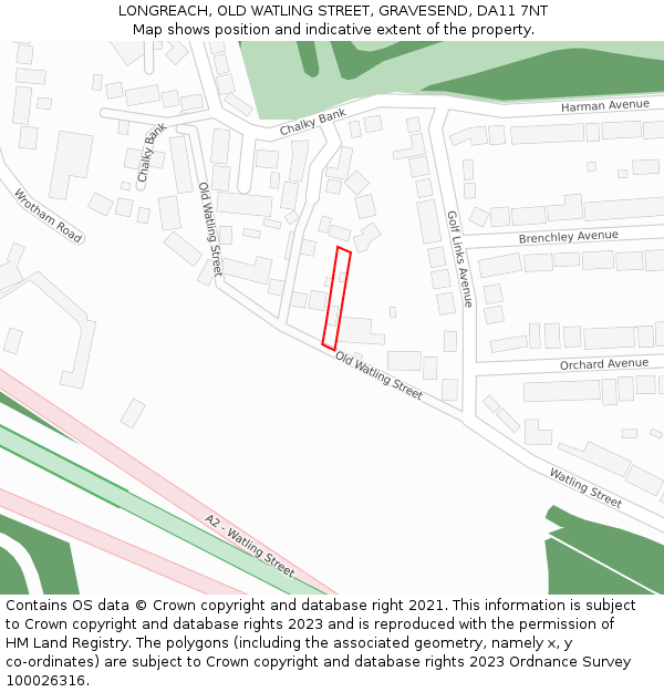 LONGREACH, OLD WATLING STREET, GRAVESEND, DA11 7NT: Location map and indicative extent of plot
