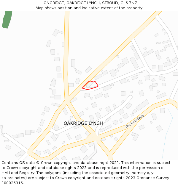 LONGRIDGE, OAKRIDGE LYNCH, STROUD, GL6 7NZ: Location map and indicative extent of plot